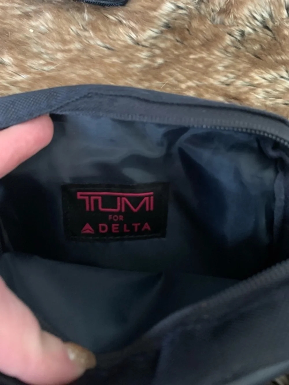 Tumi Black Men's Toiletry Pouch with Silver Nameplate